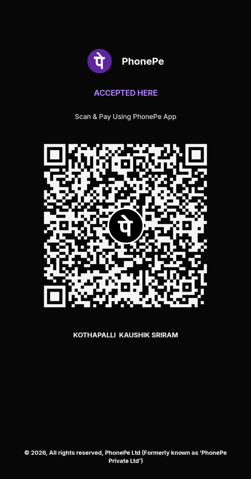 PhonePe UPI QR code